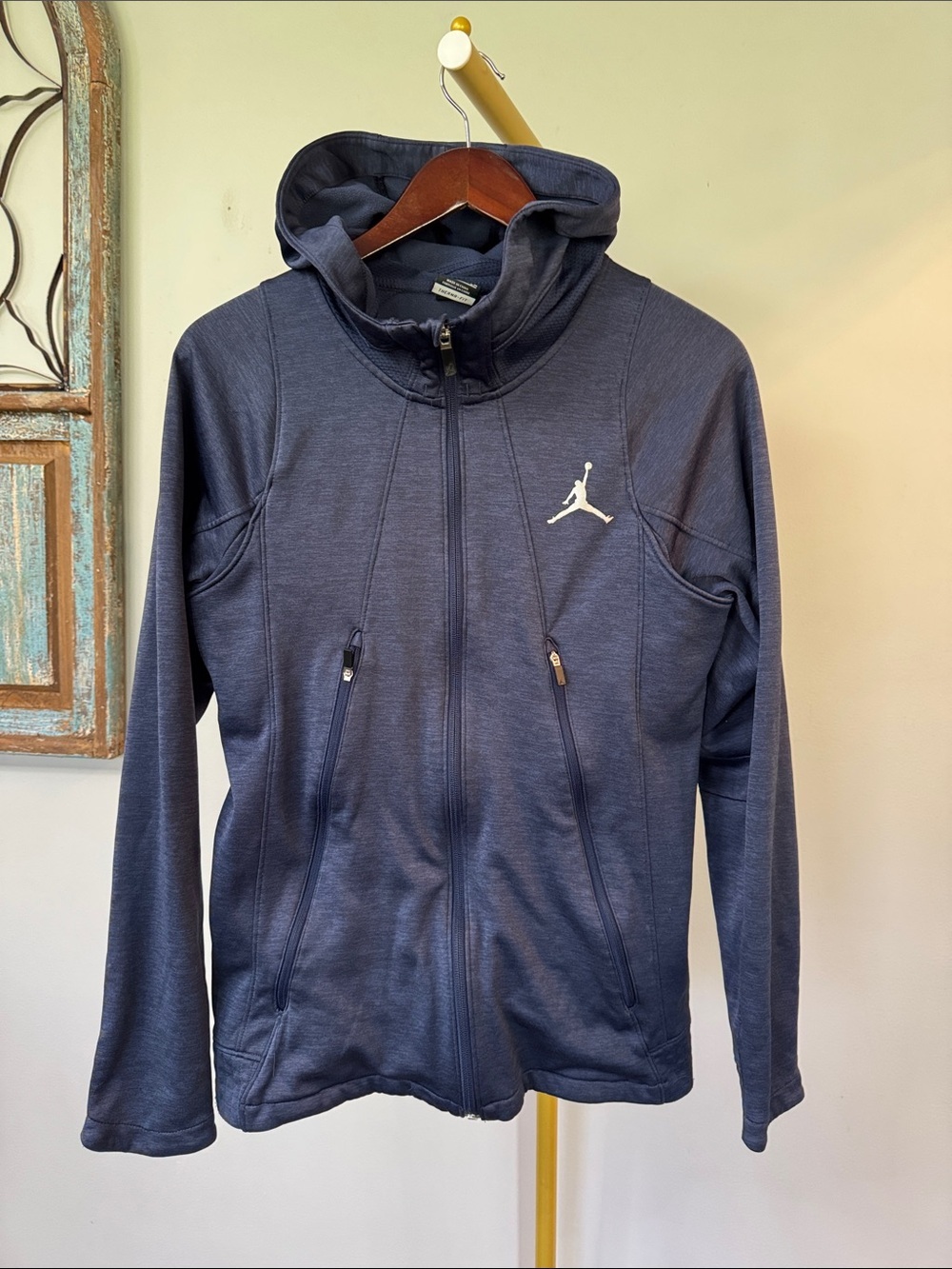 Jordan Navy Blue Full-Zip Hoodie Jacket with White Jumpman S